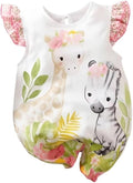 Cute Giraffe + Zebra With Floral Print Long Sleeve Baby Girl Clothes White by AOSWEP