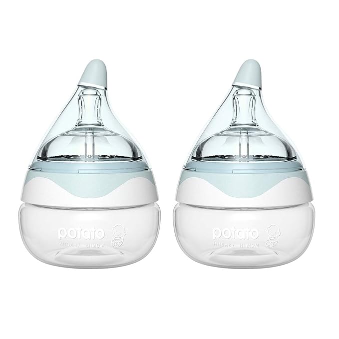POTATO Glass Baby Bottles for Newborn Babies, Anti Colic Breastfeeding Bottle by POTATO