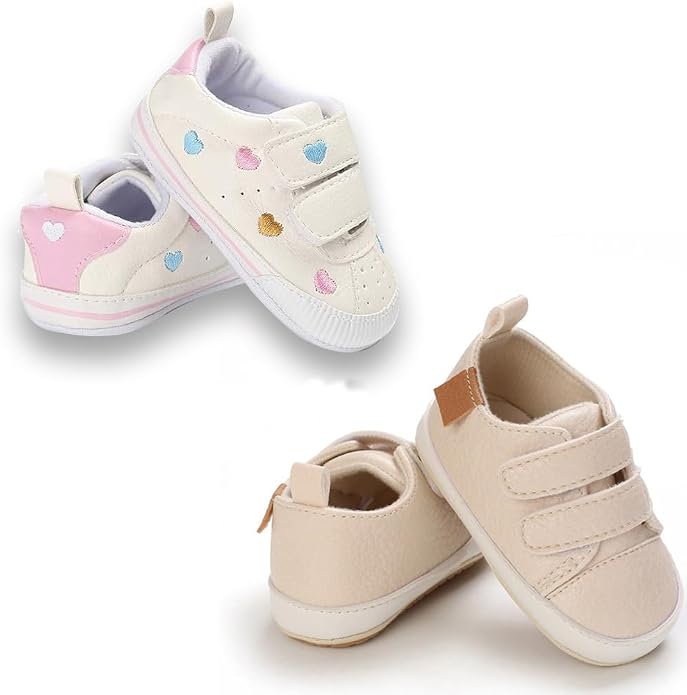 2Pairs Baby Shoes, Boys Girls Non-Slip Rubber Sole Sneakers, Unisex Infant Soft - Image 5