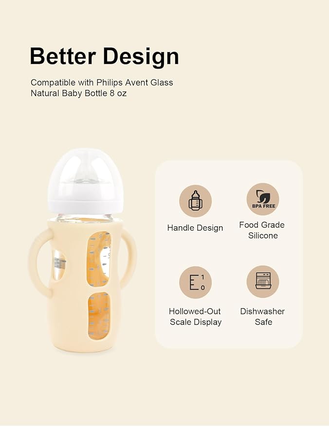 2-Pack Silicone Sleeves for Philips Avent Glass Bottles, BPA-Free - Image 2