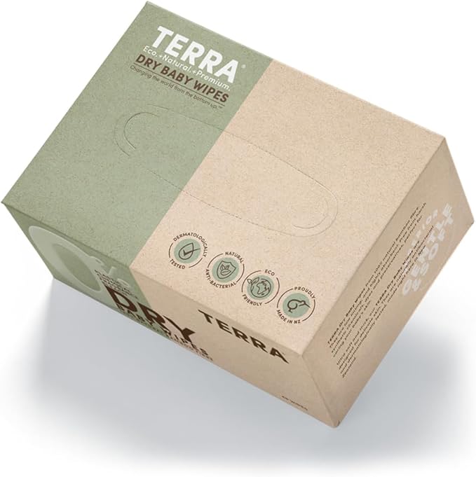 Terra Bamboo Dry Baby Wipes: Biodegradable Bamboo Fiber Wipes, Sensitive Skin by TerraDiapersWipes
