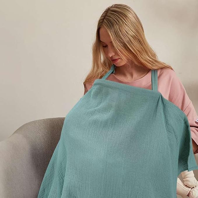 Muslin Nursing Cover for Breastfeeding, Privacy Breathable Breastfeeding Cover - Image 5