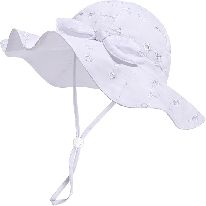 Baby Girl Sun Hat with UPF 50+ Outdoor Adjustable Beach Hat with Wide Brim - Image 2