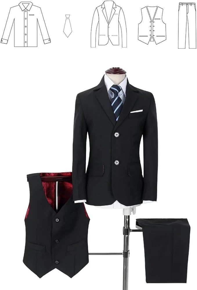 YuanLu Boys Suit for Kids Tuxedo Wedding Ring Bearer Outfit, 5 Piece Boy Slim - Image 4