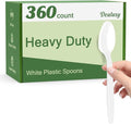 360 Count White Plastic Spoons Disposable, Heat Resistant, Solid and Durable by Dealusy