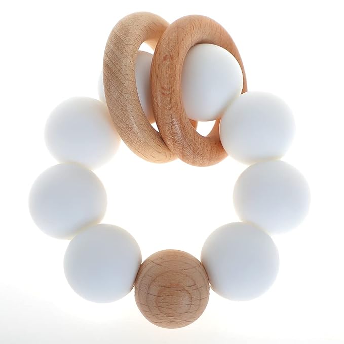 Silicone Baby Teether, Food Grade Silicone & Beech Baby Teething Toy, BPA Free by TOPGOMES