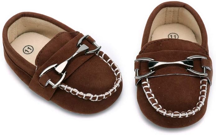 LONSOEN Baby Girls Boys Loafers Prewalker Dress Crib Shoes - Image 5