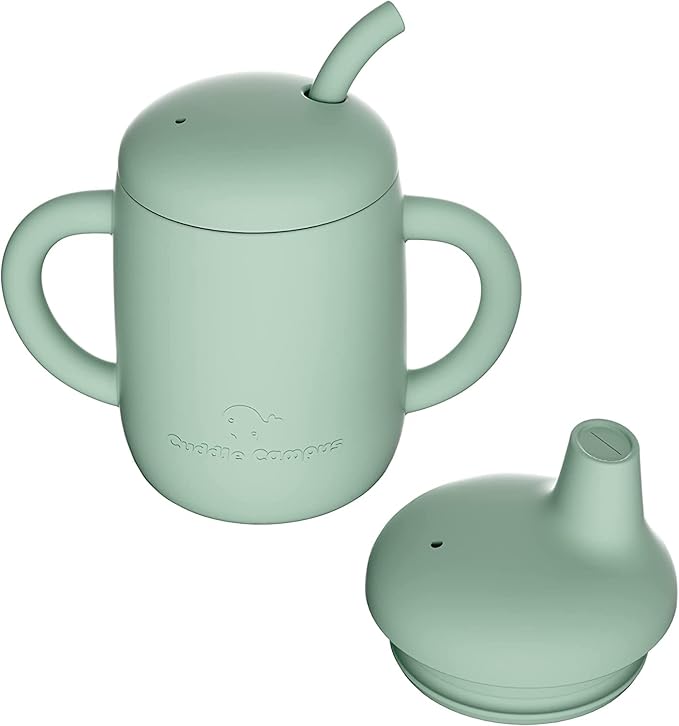 Cuddle Campus Sippy Cups 7OZ, Baby Cups, Shatterproof Silicone Straw Cup by CuddleCampus