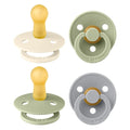 BIBS Colour Soother 4-Pack | BPA Free Dummy Pacifier | Round Nipple | Natural by BIBS