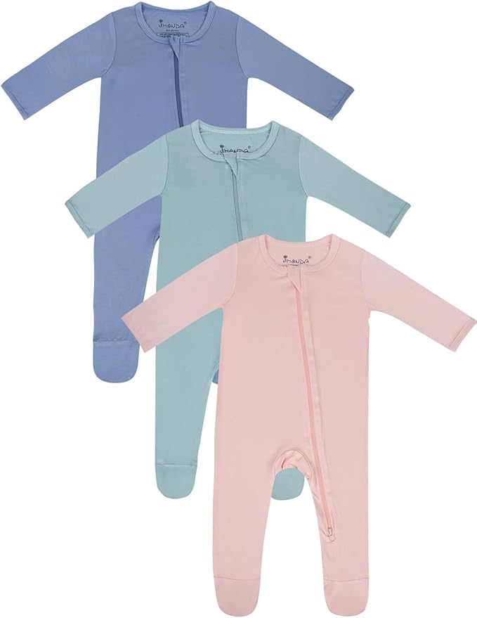 Jimonda Baby Romper Boys Girls Bamboo Pajamas 2-Way Zipper Footed Unisex Zip-Up by JimondaBaby