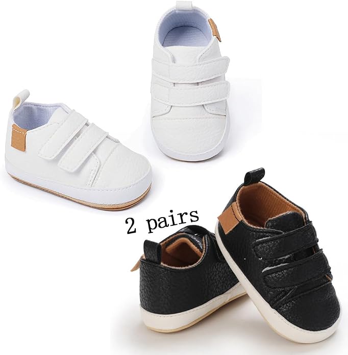 2Pairs Baby Shoes, Boys Girls Non-Slip Rubber Sole Sneakers, Unisex Infant Soft - Image 5