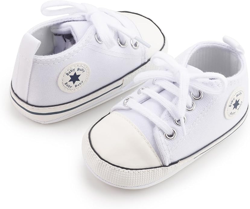 Meckior Baby Girls Boys Canvas Sneakers Soft Sole High-Top Ankle Infant First - Image 5