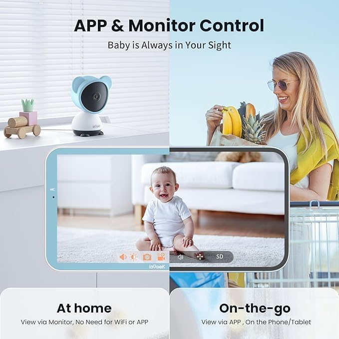 ieGeek 1080p Baby Monitor with Night Vision, 3000mAh Battery, Automatic Tracking - Image 2