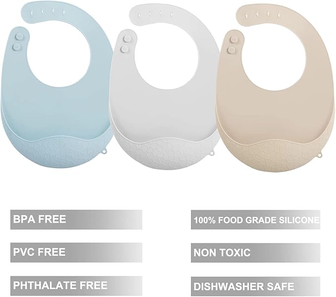 PandaEar 3 Pack Super Light Silicone Baby Bib - Image 2
