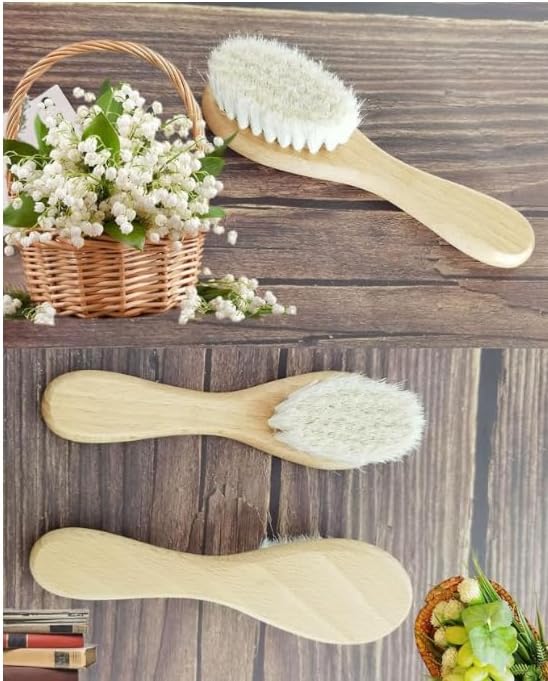 3PCS Baby Hair Brush with Wooden Handle and Comb Set - Image 9