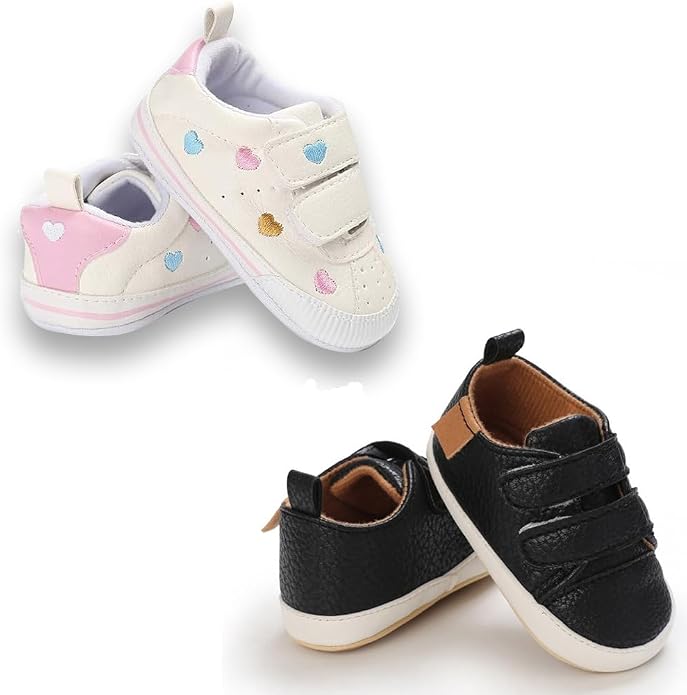 2Pairs Baby Shoes, Boys Girls Non-Slip Rubber Sole Sneakers, Unisex Infant Soft - Image 5