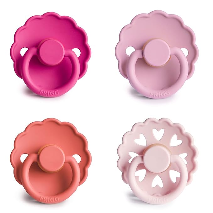 FRIGG Natural Rubber Baby Pacifier 4-Pack Rosy Romance | Made in Denmark | - Image 2