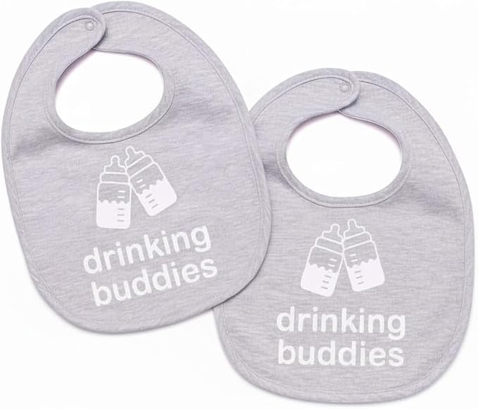 100% Cotton Drinking Buddies Twin Bibs Cute & Practical Unisex Bibs by TWINSTUFF