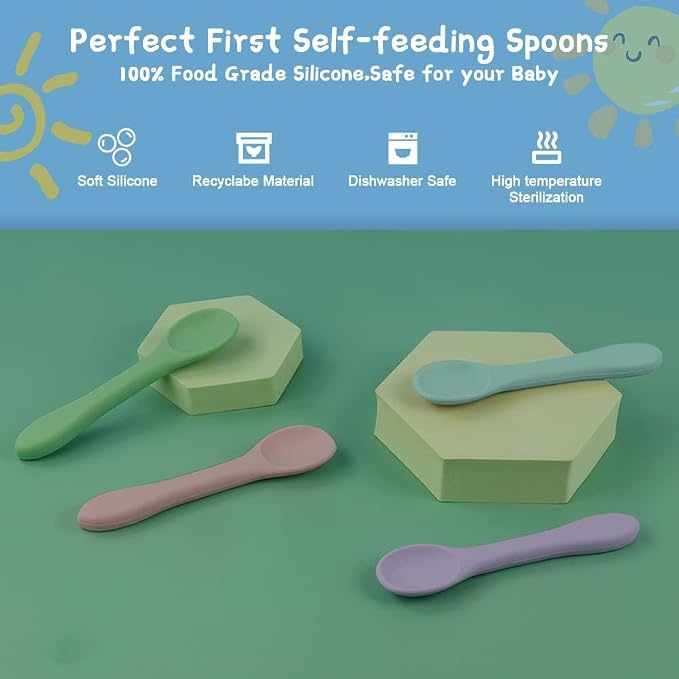 Vicloon Silicone Baby Feeding Spoons, Baby Led Weaning Feeding Supplies - Image 3
