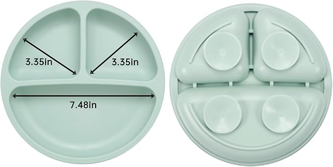 PandaEar Baby Feeding Set| 2 Pack Silicone Divided Suction Plate, 2 Set Toddler - Image 3