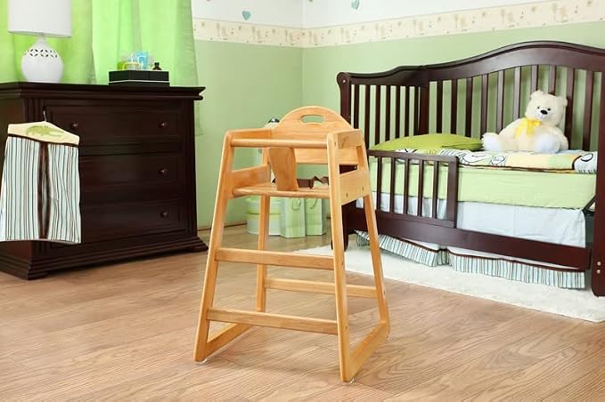 Wooden High Chair for Baby & Toddler – Restaurant-Style Stackable HighChair - Image 5