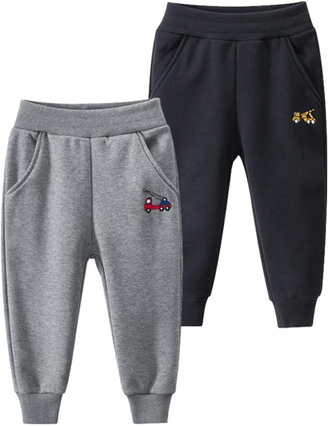 GFQLONG Toddler Boys 3 Pack Cotton Active Jogger Pants, Kids Cartoon Sweatpants by GFQLONG