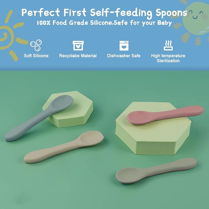 Vicloon Silicone Baby Feeding Spoons, Baby Led Weaning Feeding Supplies - Image 3
