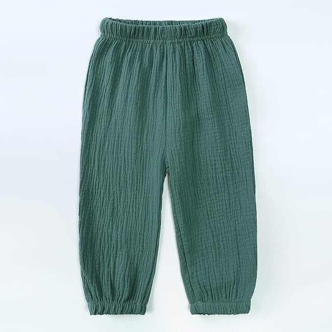 MYGBCPJS Baby Boys Girls Cotton Linen Trousers Kids Casual Ankle Pants Loose - Image 2