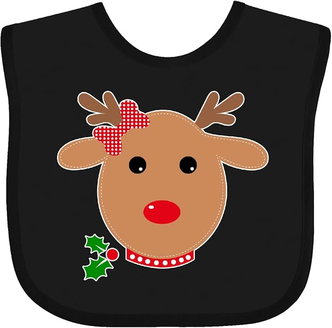 inktastic Girl Reindeer Baby Bib by Inktastic