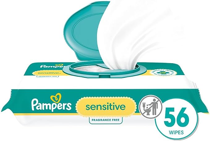 Pampers Baby Wipes Sensitive, Water Based Baby Wipes, Hypoallergenic and by Pampers