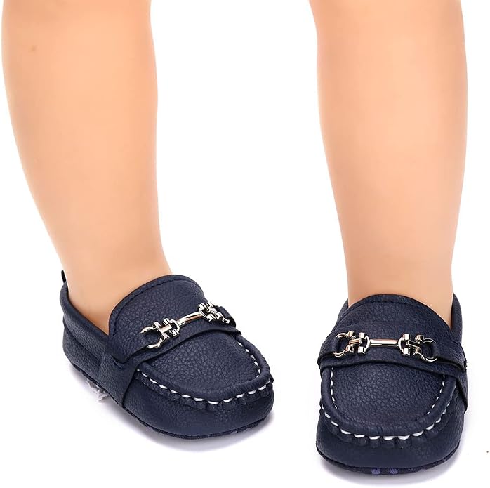 LONSOEN Baby Girls Boys Loafers Prewalker Dress Crib Shoes - Image 4