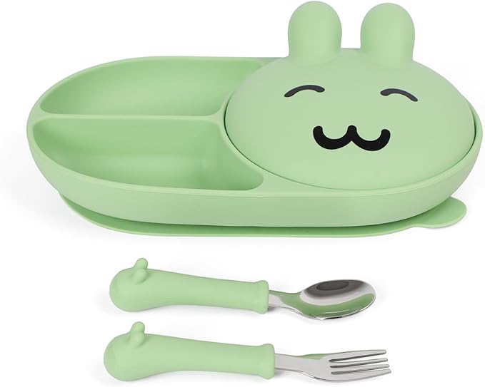 Silicone Baby Plate, Self-feeding of infants after weaning, 100% Food Grade by Unknown