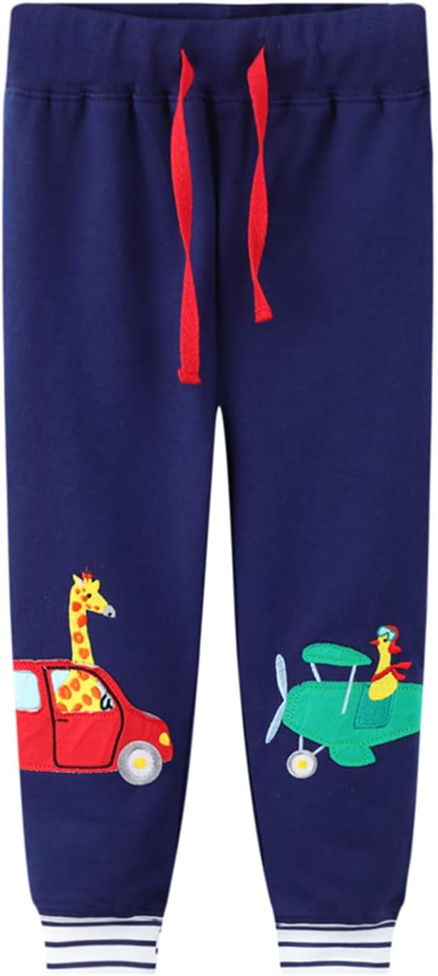 LOKTARC 2 Pack Boys Drawstring Sweatpants Cute Pattern Cotton Sport Jogger Pants - Image 2