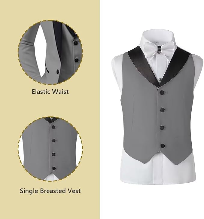 Boys Suit 3 Piece Ring Bearer Suit Kids Formal Jacket Vest Pants Suits Wedding - Image 5