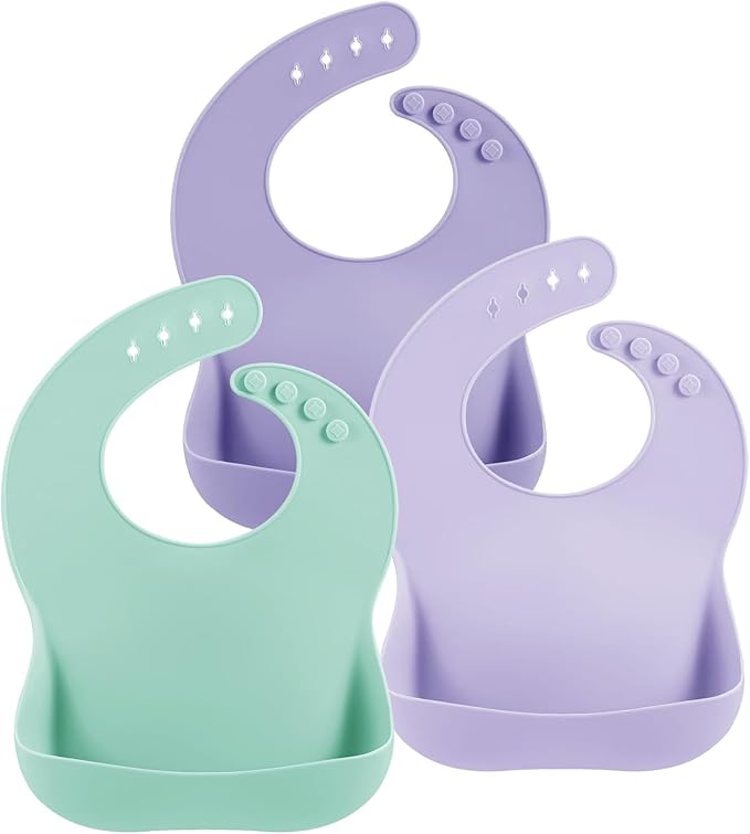 PandaEar 3 Pack Silicone Bibs for Boys Girls for Babies & Toddlers, Waterproof by PandaEar