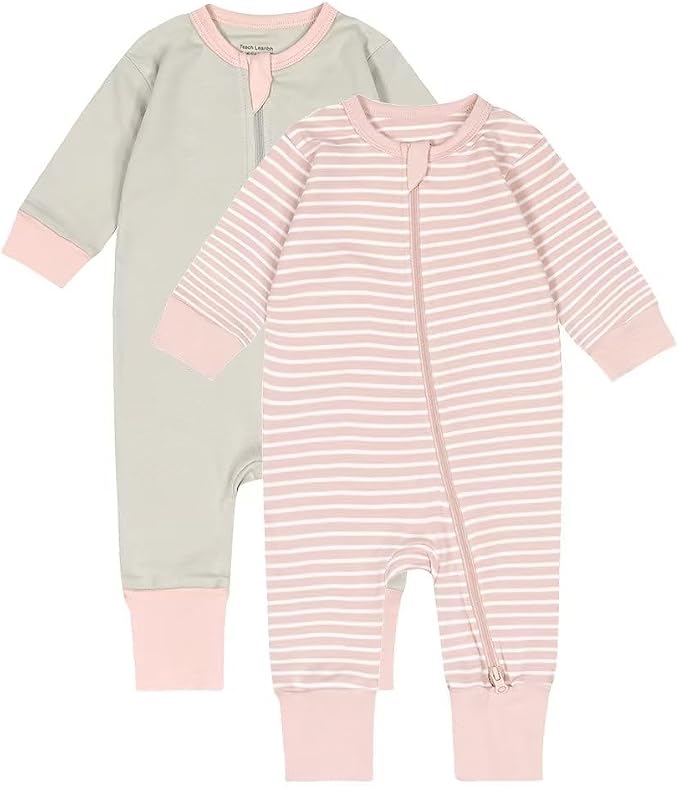 Teach Leanbh Toddler Baby Boys Girls 2-Pack Pajamas Cotton 2 Way Zipper Long by TeachLeanbh