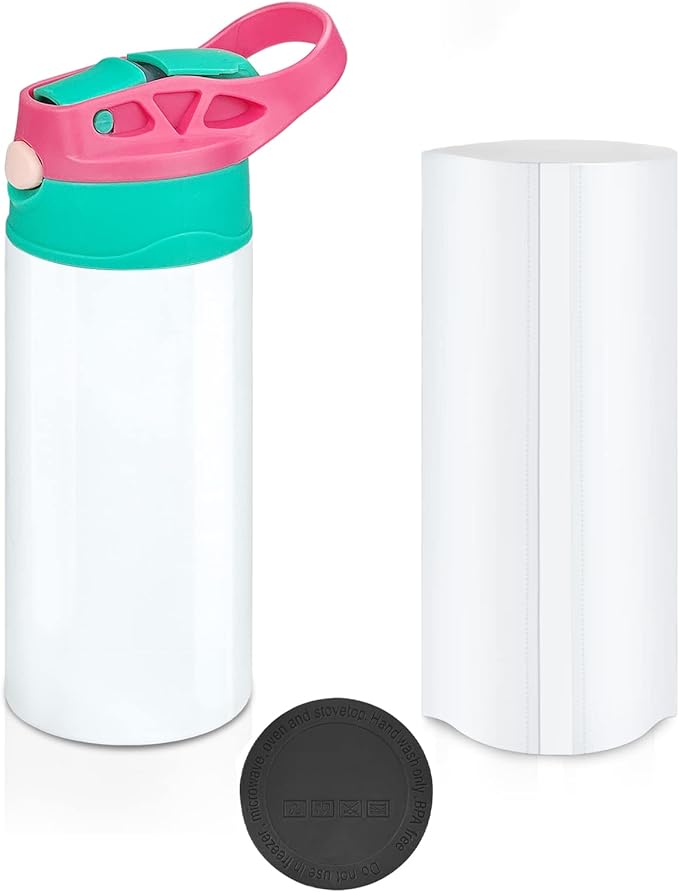 Kids Sublimation Tumbler, 12oz Sublimation Water Bottle Blanks, Straight by XccMe