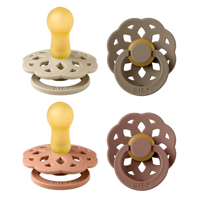 BIBS Boheme Soother 4-Pack | BPA Free Dummy Pacifier | Round Nipple | Natural by BIBS