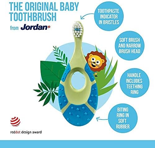 Jordan* | Step 1 Baby Toothbrush | 0-2 Years, Soft Bristles, BPA Free | Green & - Image 3