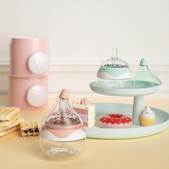 POTATO Glass Baby Bottles for Newborn Babies, Anti Colic Breastfeeding Bottle - Image 2