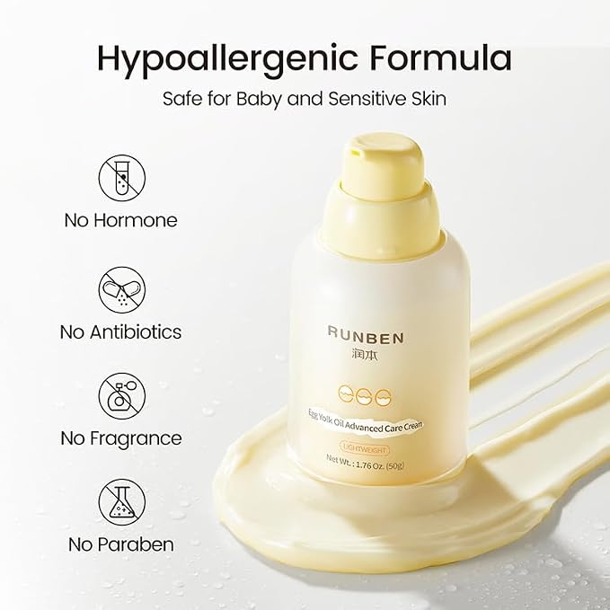 RUNBEN Baby Face Cream with Egg Yolk Oil, 48H Deep Moisturizing, Gentle & - Image 8