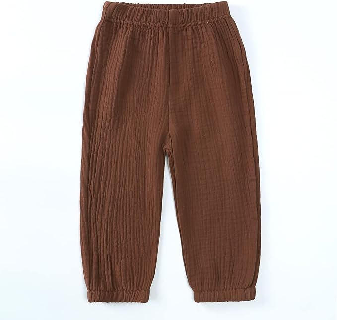 MYGBCPJS Baby Boys Girls Cotton Linen Trousers Kids Casual Ankle Pants Loose - Image 2