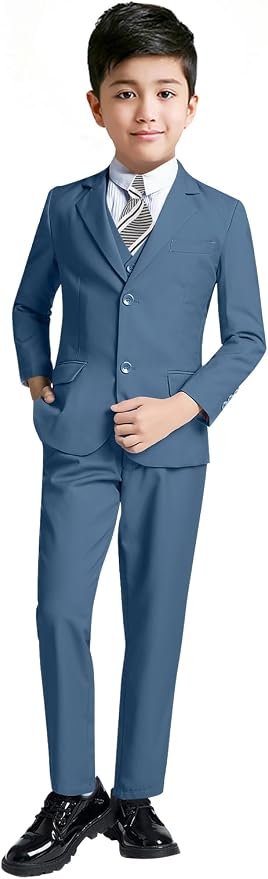 YuanLu Boys Suit for Kids Tuxedo Wedding Ring Bearer Outfit, 5 Piece Boy Slim by YuanLu