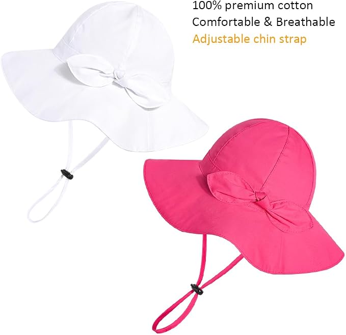 Baby Girl Sun Hat with UPF 50+ Outdoor Adjustable Beach Hat with Wide Brim - Image 2