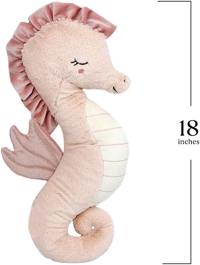 MON AMI Pink Seahorse Shaped Decor Pillow – 18x8”, Decorative Accent Throw - Image 3