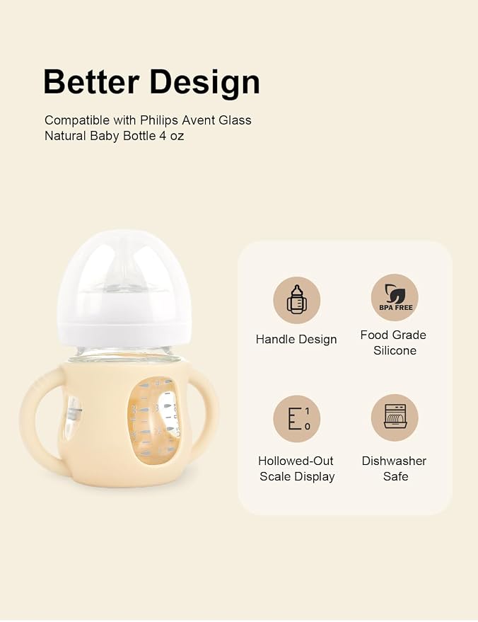 2-Pack Silicone Sleeves for Philips Avent Glass Bottles, BPA-Free - Image 2