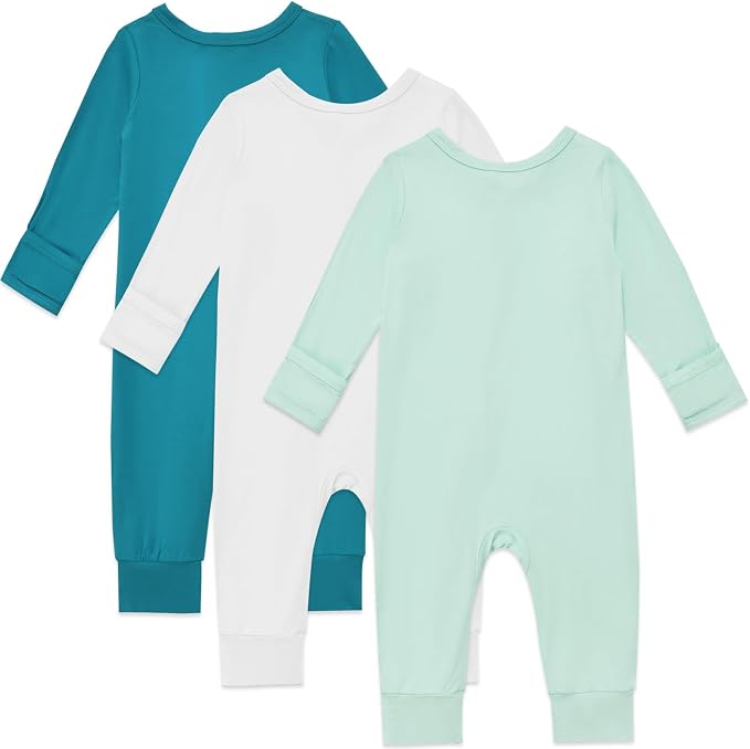 Aablexema Baby Footless Pajamas Rayon 3pcs Unisex Infant Zipper Romper - Image 2