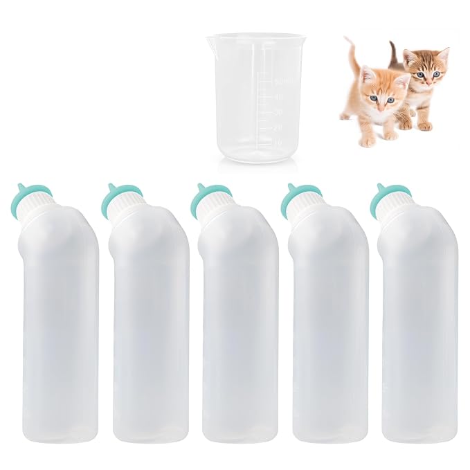 5Pack Kitten Bottle for Nursing Puppy Milk Kitten Bottles Feeding Kit Silicone by Xuandea