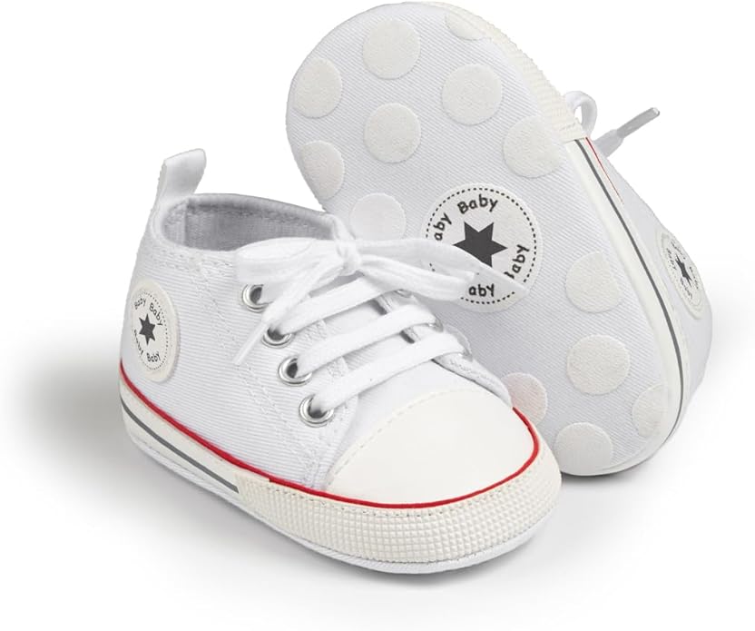 Meckior Baby Girls Boys Canvas Sneakers Soft Sole High-Top Ankle Infant First by Meckior