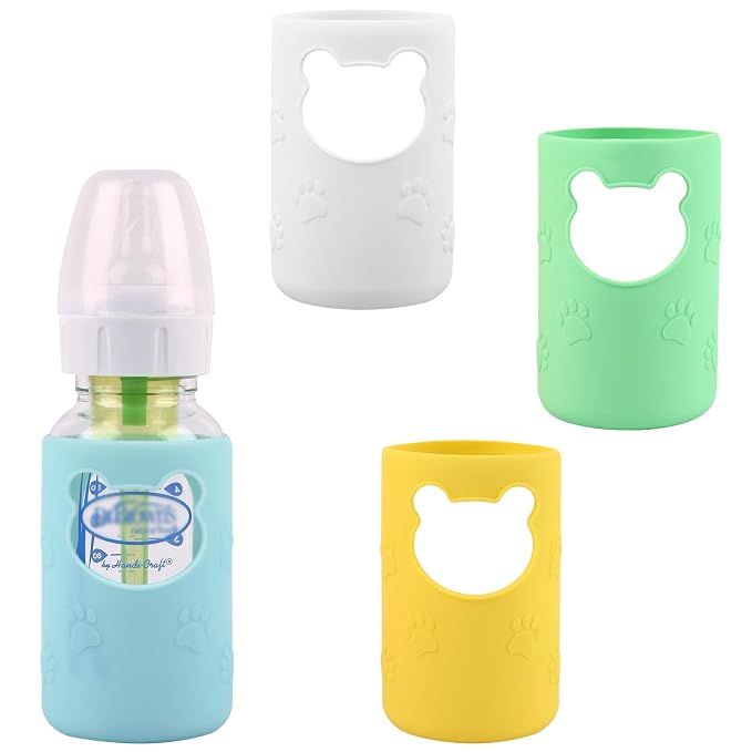 4 Pack Silicone Sleeves for Dr Brown's Glass Baby Bottles, Anti Breakage Baby by HUAKENER